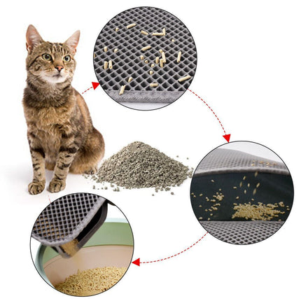 Kitty Cat Litter Mat Trapping Honeycomb Double Layer Design Waterproof Double Layer EVA Cat Litter Pad Waterproof Non-slip Sand Basin Filter Kitten Dog Washable Mattress